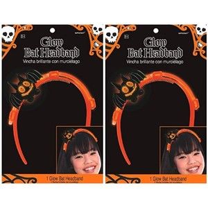 2  Halloween Trick or Treat Bat Headbands Party Favor Plastic, 5" x 4"